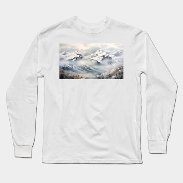 Beautiful winter mountains for your Airbnb, hotel, motel or home Long Sleeve T-Shirt by UmagineArts